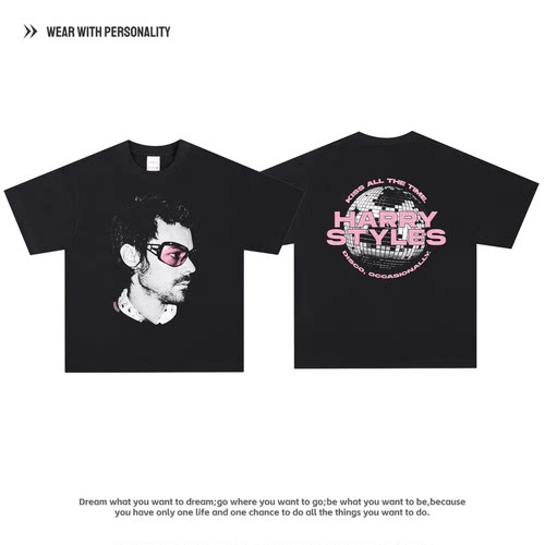 Harry Styles长短袖 vintage美式复古重磅小领口纯棉潮流连帽卫衣