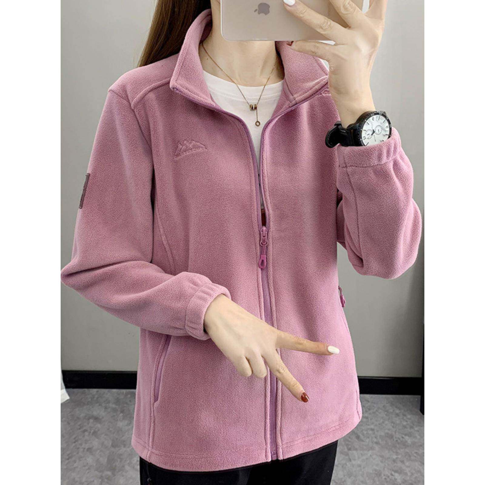 抓绒衣女加厚外套2023新款摇粒绒上衣双面绒衣春秋冬加厚运动卫衣