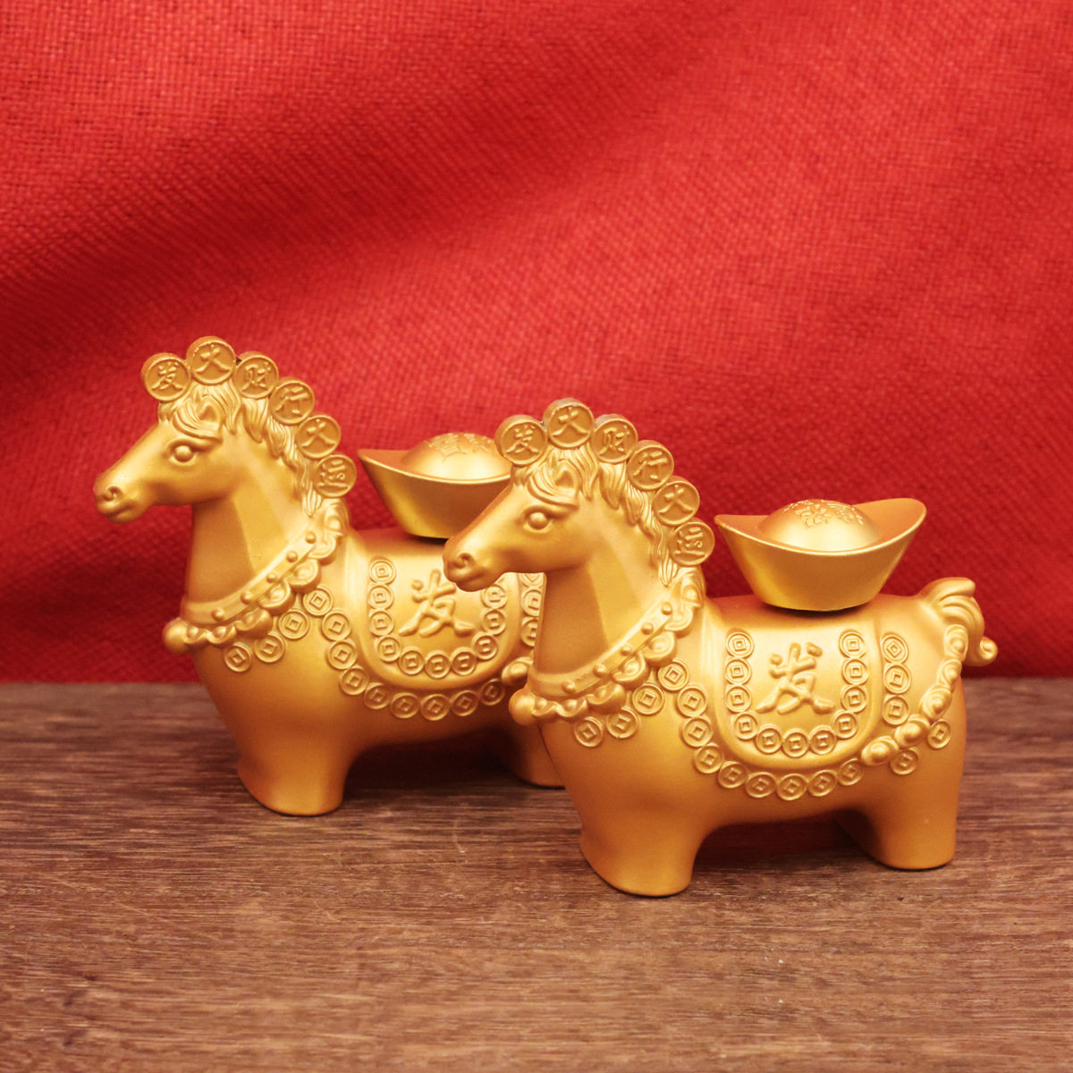 马摆件马上发财元宝转转沙金工艺