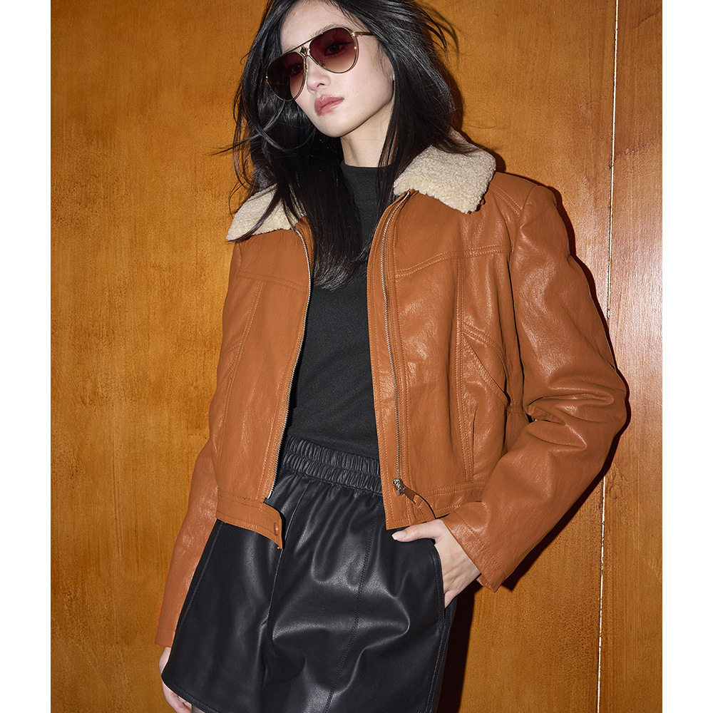 杭州盛都服饰【盛都】25冬新复古老钱风加绒加厚毛领百搭短款机车