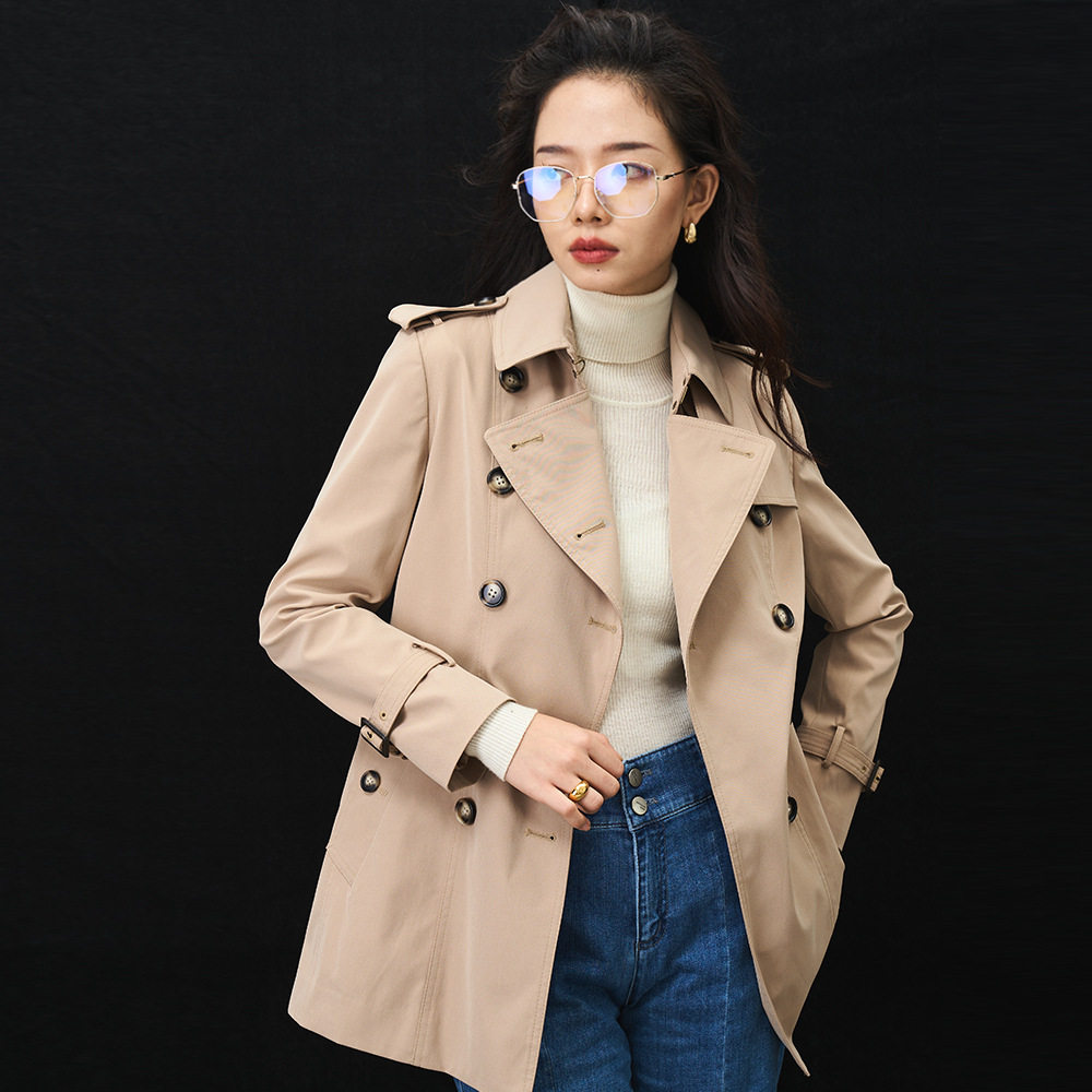 杭州圣都服饰[盛都]23SNDU秋新B家经典嘎巴甸双排扣腰带英伦修身