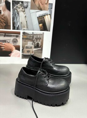 欧洲站IDO秋季2025新款女鞋时髦做旧厚底小皮鞋女英伦增高