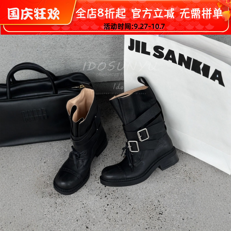 欧洲站IDO秋款帅气方跟马丁靴女