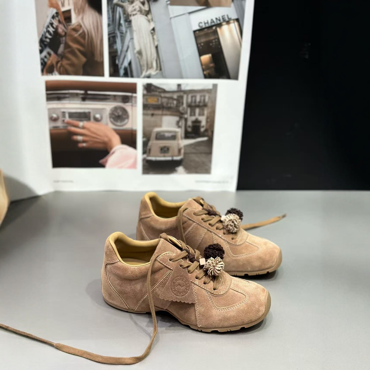 IDO缪家真皮小麦穗内增高德训鞋