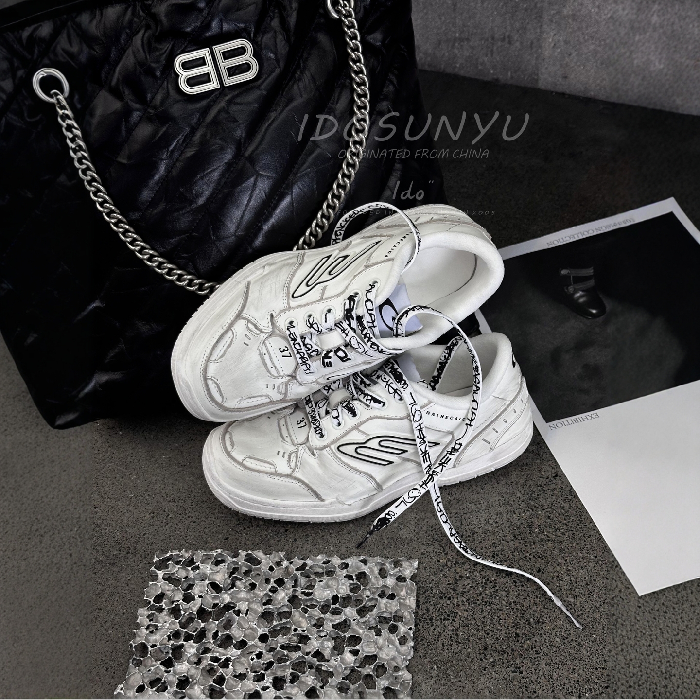 IDO女板鞋时髦做旧休闲鞋厚底女