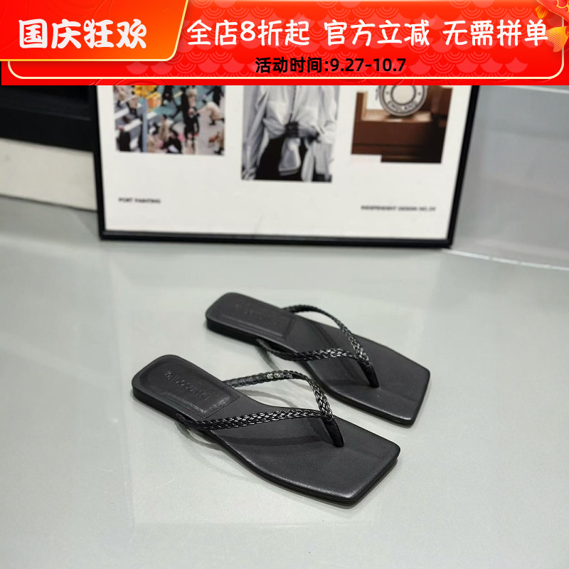 IDO真皮平底凉鞋人字拖女外穿夏
