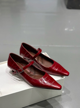 欧洲站2026爆款女鞋idosunyu红色漆皮尖头玛丽珍鞋女一字扣带单鞋