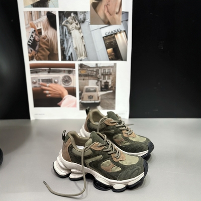 IDO老爹鞋拼皮厚底增高休闲鞋轻