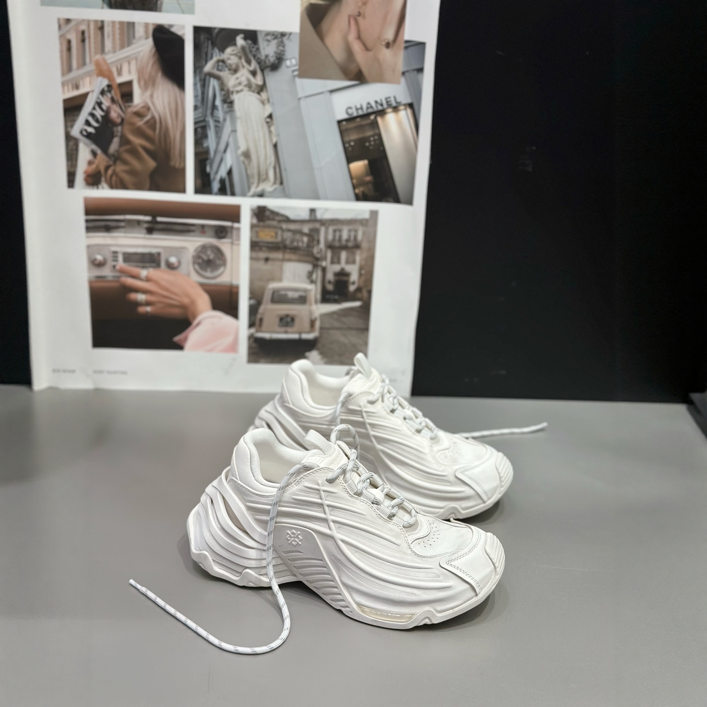 IDO2025巨好看的鞋子秋时髦做旧运动鞋女老爹鞋白色厚底休闲鞋潮