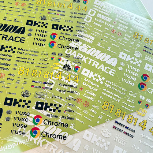 F1赛车RC模型车1/10迈凯轮赞助商装饰贴纸车身拉花涂装UV转印贴