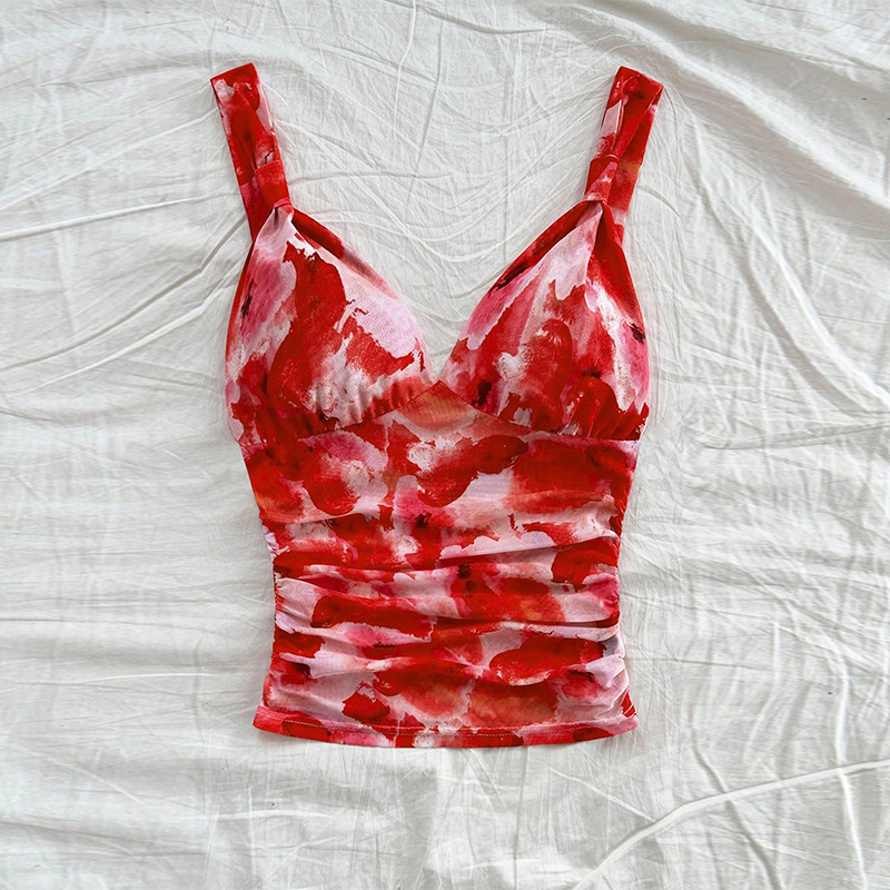 亚马逊欧美吊带女装2025夏季跨境性感沙滩小背心短款上衣辣妹