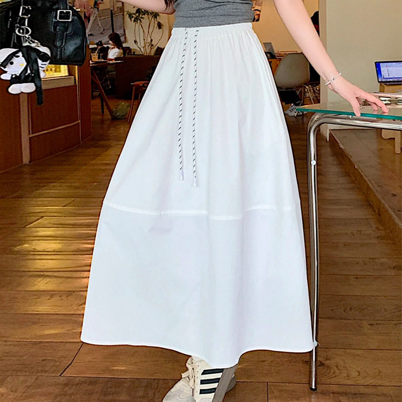 【2551 冰丝半身裙女夏季薄款新款高腰显瘦气质a字长款山本裙子0