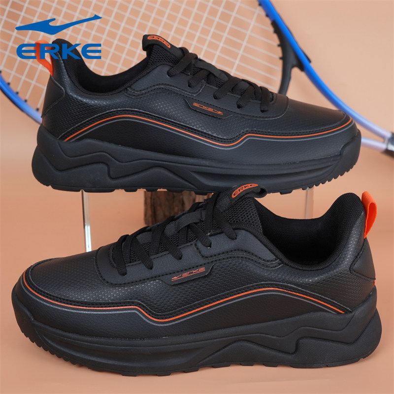 鸿星尔克男子跑步鞋轻便耐磨革面防泼水休闲鞋时尚百搭黑色运动鞋,运动鞋new,跑步鞋,淘宝优惠券,粉丝福利购,淘宝优惠卷