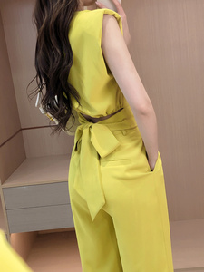 薄款无袖连体长裤女收腰显瘦阔腿裤高腰2023年新款夏季高级感气质