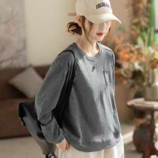 女装 咖咪羽2026春季 卫衣T恤大码 圆领长袖 宽松百搭显瘦上衣 新款