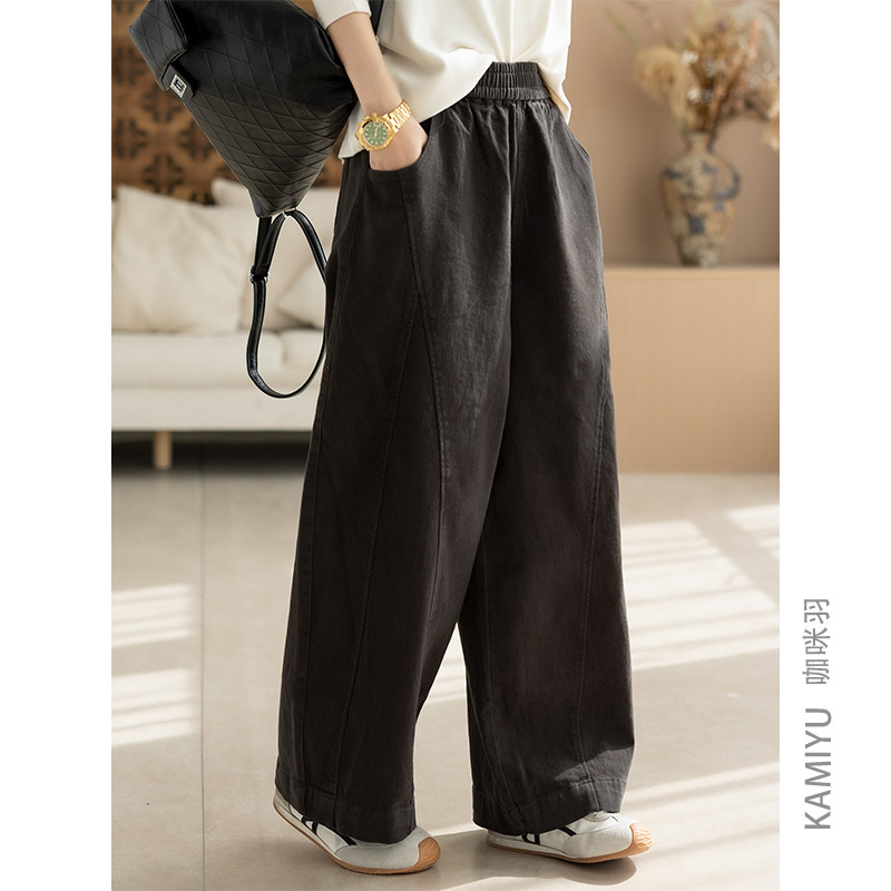 咖咪羽休闲裤女秋冬新款今年流行直筒宽松洋气拉毛绒女装裤子潮