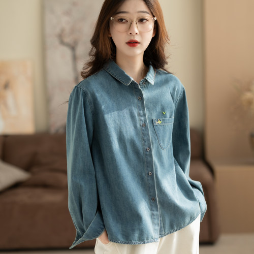 咖咪羽秋冬新款文艺休闲宽松女士百搭复古气质显瘦拉毛女装衬衫潮