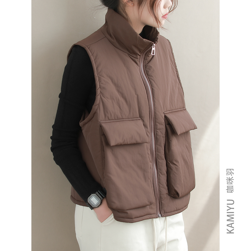 咖咪羽拉链百搭常规立领纯色马夹