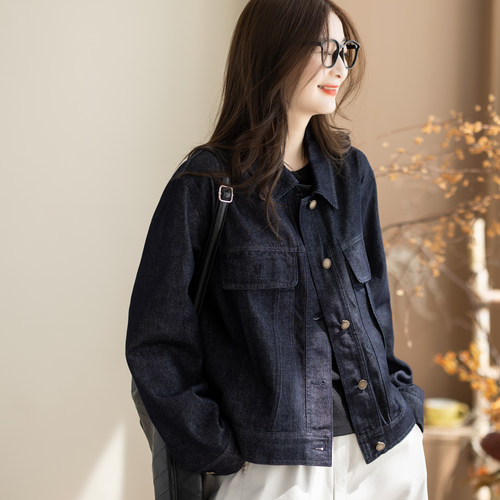 咖咪羽复古短款牛仔外套女早秋新款洋气高级时尚女装休闲夹克上衣