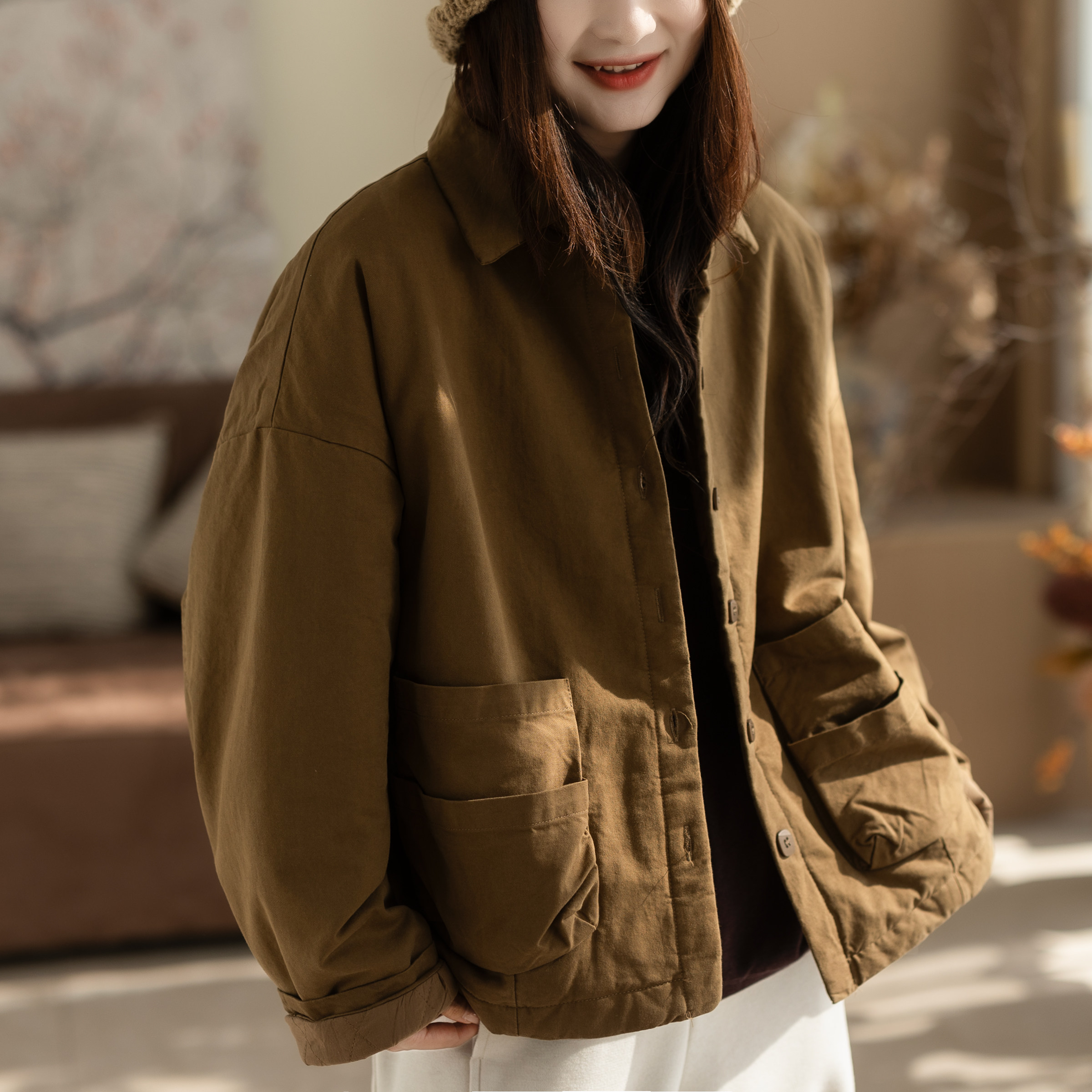 咖咪羽棉服女秋冬新款复古文艺通勤宽松女士加厚夹棉女装上衣外套,女装/女士精品,棉衣/棉服,淘宝优惠券,粉丝福利购,淘宝优惠卷