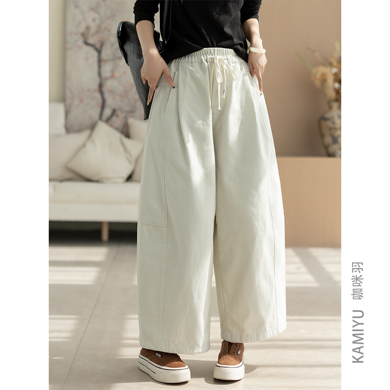 咖咪羽休闲裤女秋装新款女士大码宽松直筒阔腿裤百搭纯色女装裤子