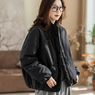 咖咪羽棉服女秋冬新款女士宽松百搭短款纯色休闲气质流行女装上衣