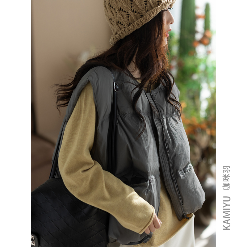咖咪羽冬装新款羽绒马甲女时尚流行女士无袖坎肩宽松女装上衣外套