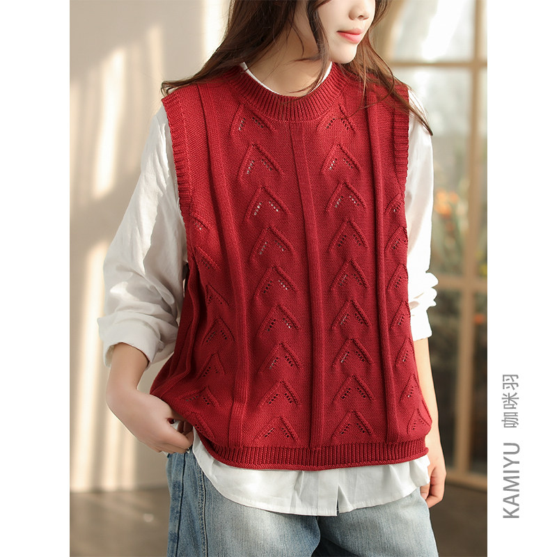 咖咪羽针织马甲女春秋新款叠穿无袖女式百搭通勤背心女装上衣马夹