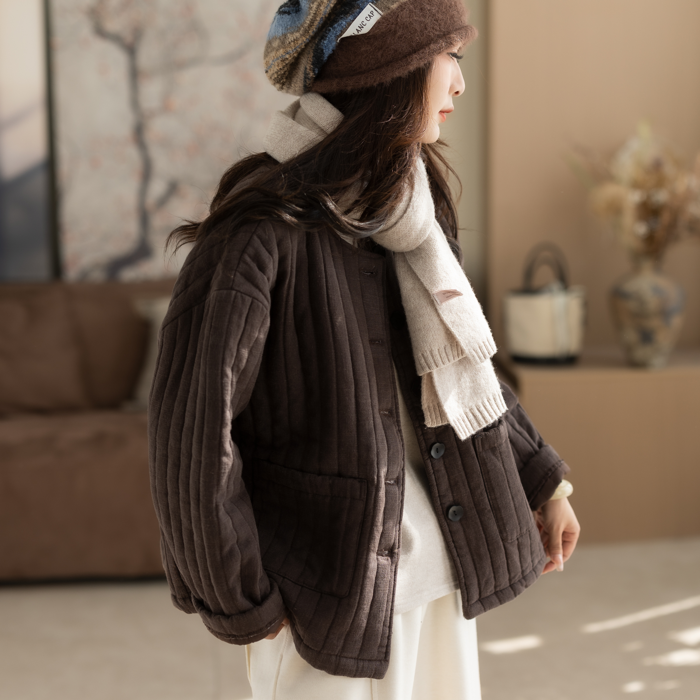 咖咪羽女汉麻棉服新款宽松休闲短款冬季保暖宽松百搭外套上衣