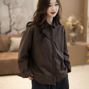 咖咪羽棉服女秋冬新款文艺休闲纯色复古女士流行宽松女款上衣棉袄