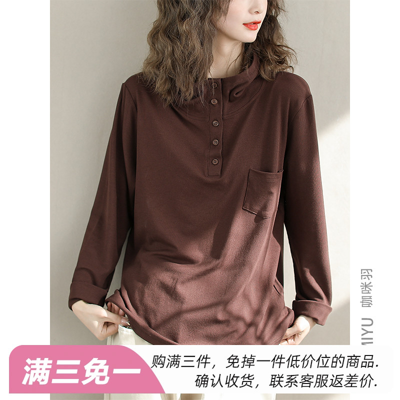长袖休闲常规小口袋棉女