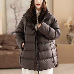 咖咪羽90白鸭绒中长款加厚羽绒服女冬季宽松休闲百搭遮臀保暖上衣
