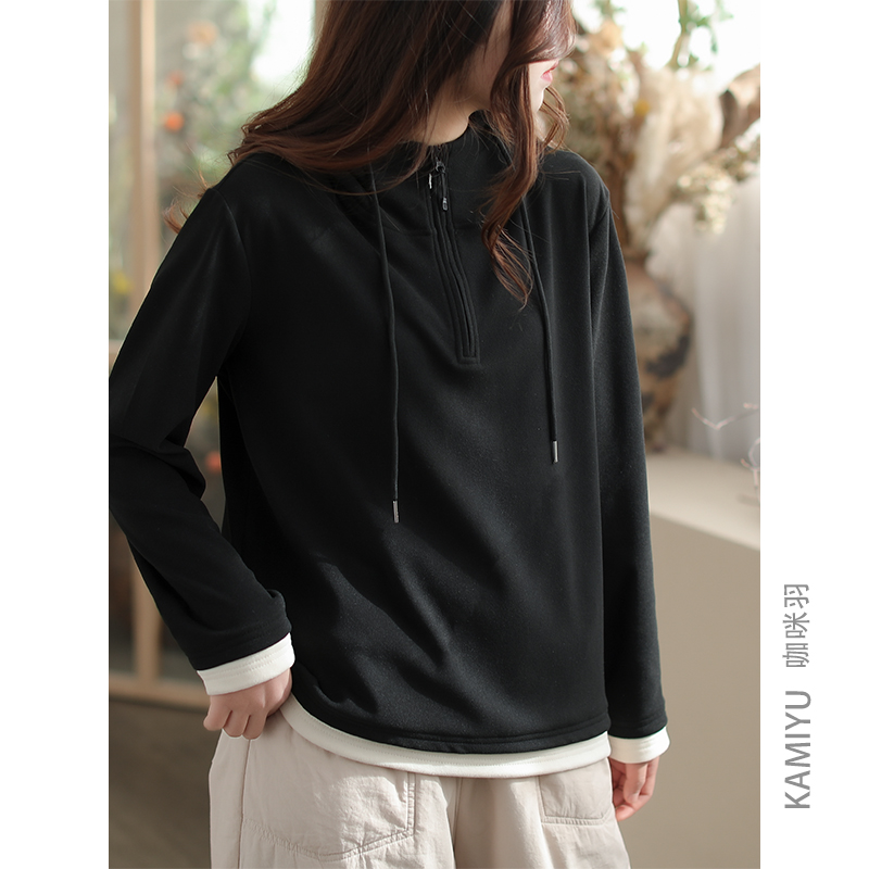 咖咪羽宽松涤纶休闲百搭连帽卫衣