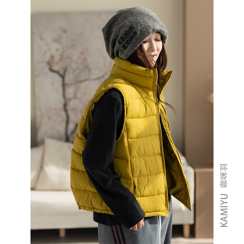 咖咪羽棉马甲女秋冬新款女士无袖坎肩时尚休闲女装上衣马夹外套
