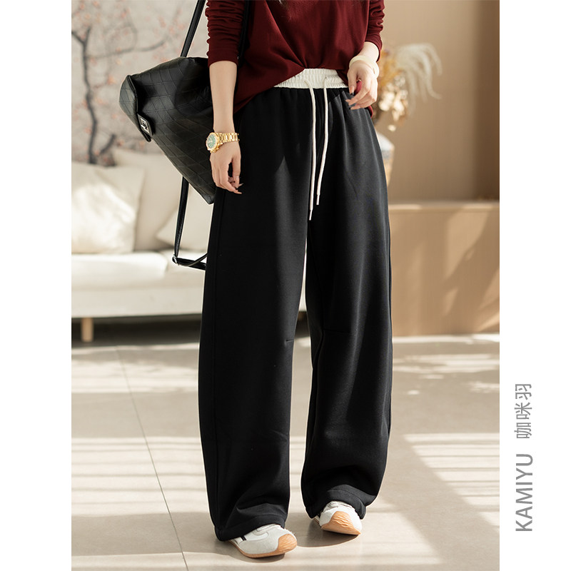 咖咪羽休闲裤女秋冬新款宽松自然腰洋气时尚百搭流行好看运动裤子