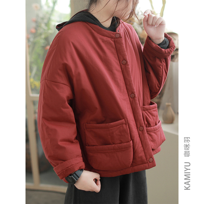 咖咪羽常规通勤宽松纯色棉服口袋