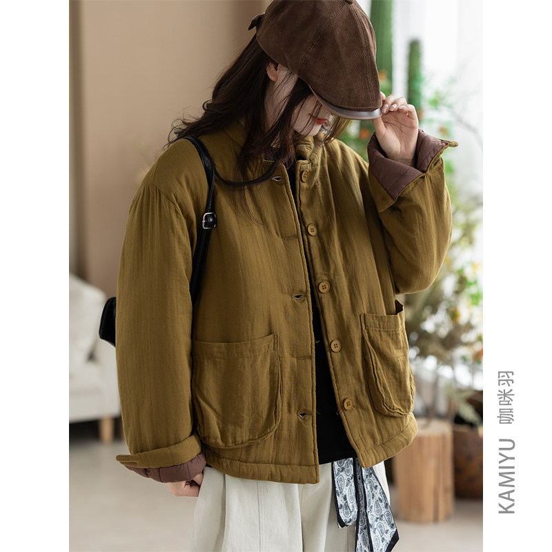 咖咪羽棉服女秋冬新款通勤时尚流行百搭简约休闲女士女装棉衣外套