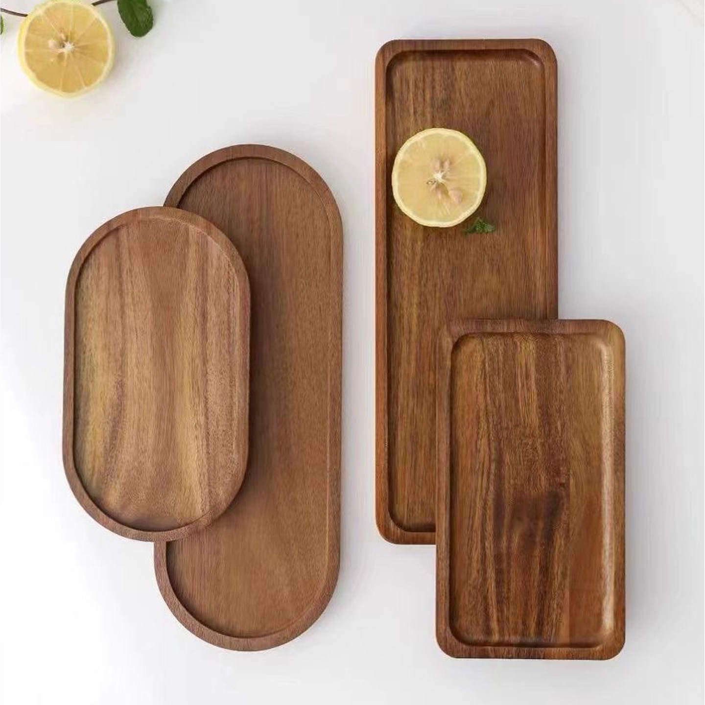 中式椭圆形餐盘相思木质托盘蛋糕面包咖啡茶实木碟子ins风收纳盘