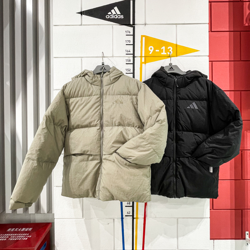 Adidas阿迪达斯男外套2024冬款休闲运动保暖连帽防风羽绒服JM4625