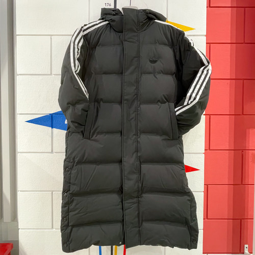 ADIDAS阿迪达斯三叶草男装2024冬款运动休闲长款连帽羽绒服JD3749