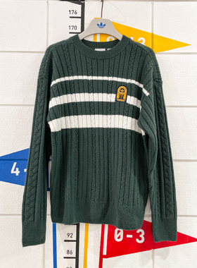 阿迪达斯三叶草男女2024冬季新款复古学院风运动长袖针织衫JC6849