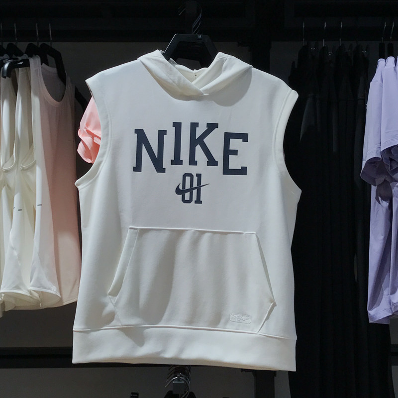 Nike耐克男子速干篮球无袖连帽衫