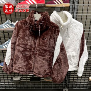 阿迪达斯女子2025冬新款人造毛皮保暖运动休闲夹克 KC0078 KC0079