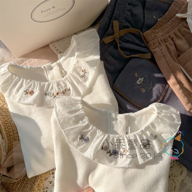 女童春秋柔软百搭翻领打底衫T恤