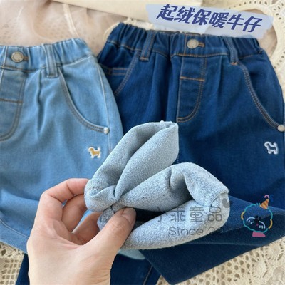 长裤水洗牛仔牛仔裤柔软保暖裤子