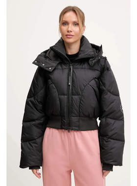 现货 adidas stella 联名款女短款保暖可拆卸连帽运动棉服 JW2027