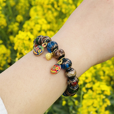 保真西藏扎基同款香灰琉璃手串