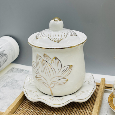 家用佛堂莲花财神观音大悲水供杯