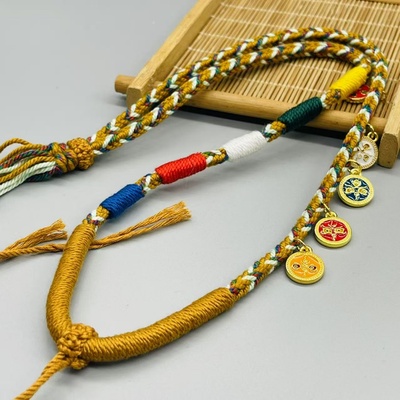 五路财神项链手工编织唐卡挂绳