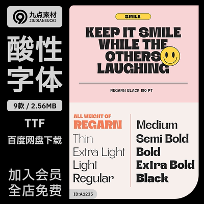 9款Regarn酸性逆反差设计潮牌Logo标题排版专用TTF英文字体包